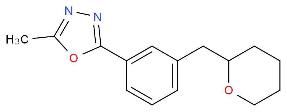 2-methyl-5-[3-(tetrahydro-2H-pyran-2-ylmethyl)phenyl]-1,3,4-oxadiazole_分子结构_CAS_)