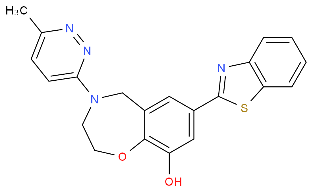 7-(1,3-benzothiazol-2-yl)-4-(6-methylpyridazin-3-yl)-2,3,4,5-tetrahydro-1,4-benzoxazepin-9-ol_分子结构_CAS_)