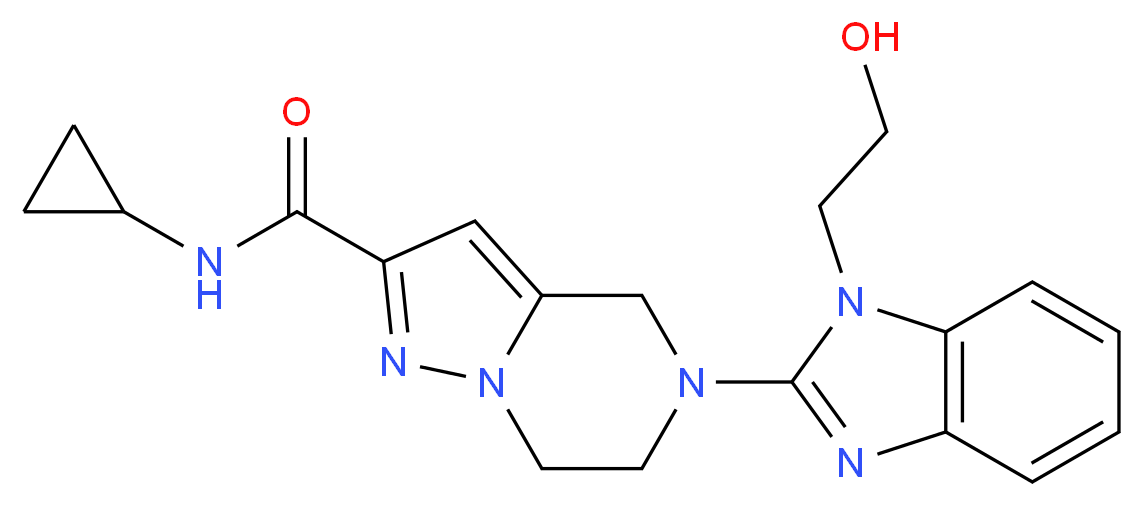 N-cyclopropyl-5-[1-(2-hydroxyethyl)-1H-benzimidazol-2-yl]-4,5,6,7-tetrahydropyrazolo[1,5-a]pyrazine-2-carboxamide_分子结构_CAS_)