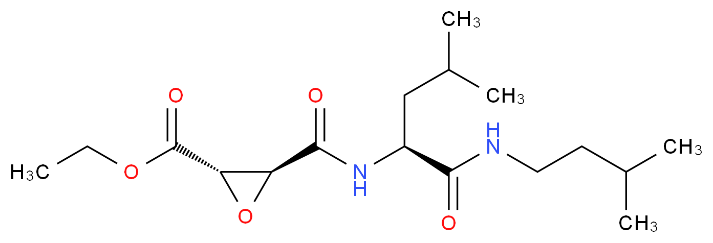 ethyl (2S,3S)-3-{[(1S)-3-methyl-1-[(3-methylbutyl)carbamoyl]butyl]carbamoyl}oxirane-2-carboxylate_分子结构_CAS_88321-09-9