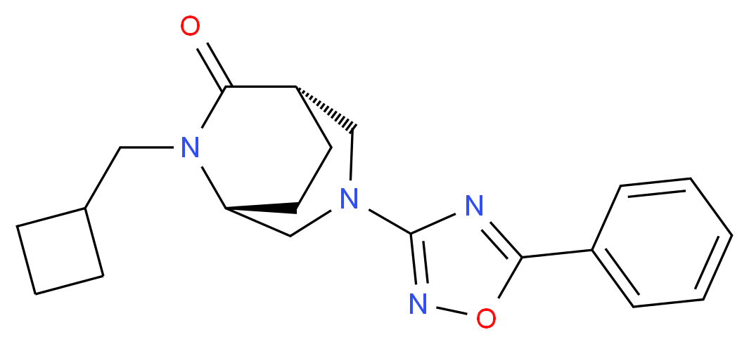 (1S*,5R*)-6-(cyclobutylmethyl)-3-(5-phenyl-1,2,4-oxadiazol-3-yl)-3,6-diazabicyclo[3.2.2]nonan-7-one_分子结构_CAS_)