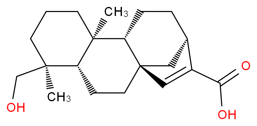 (1S,4S,5S,9S,10S,13R)-5-(hydroxymethyl)-5,9-dimethyltetracyclo[11.2.1.0<sup>1</sup>,<sup>1</sup><sup>0</sup>.0<sup>4</sup>,<sup>9</sup>]hexadec-14-ene-14-carboxylic acid_分子结构_CAS_115028-67-6