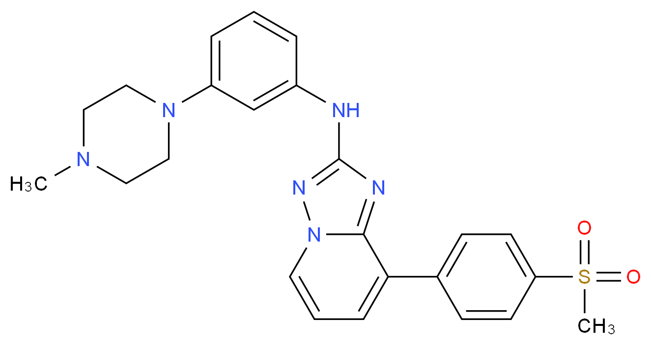 8-(4-methanesulfonylphenyl)-N-[3-(4-methylpiperazin-1-yl)phenyl]-[1,2,4]triazolo[1,5-a]pyridin-2-amine_分子结构_CAS_1257704-57-6