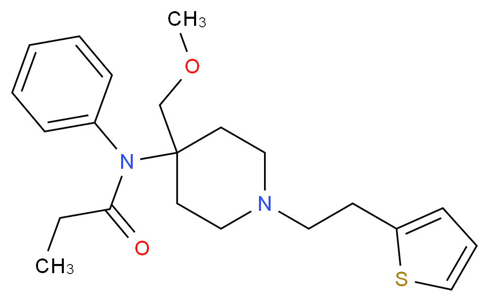 N-[4-(methoxymethyl)-1-[2-(thiophen-2-yl)ethyl]piperidin-4-yl]-N-phenylpropanamide_分子结构_CAS_56030-54-7