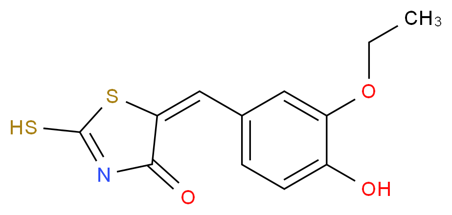 (5E)-5-(3-Ethoxy-4-hydroxybenzylidene)-2-mercapto-1,3-thiazol-4(5H)-one_分子结构_CAS_6322-57-2)