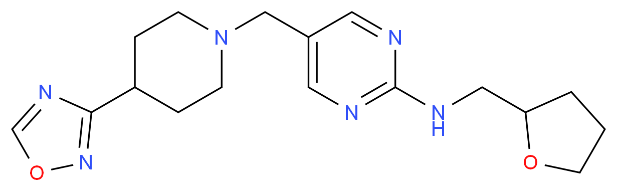 5-{[4-(1,2,4-oxadiazol-3-yl)piperidin-1-yl]methyl}-N-(tetrahydrofuran-2-ylmethyl)pyrimidin-2-amine_分子结构_CAS_)