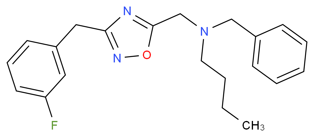 N-benzyl-N-{[3-(3-fluorobenzyl)-1,2,4-oxadiazol-5-yl]methyl}-1-butanamine_分子结构_CAS_)