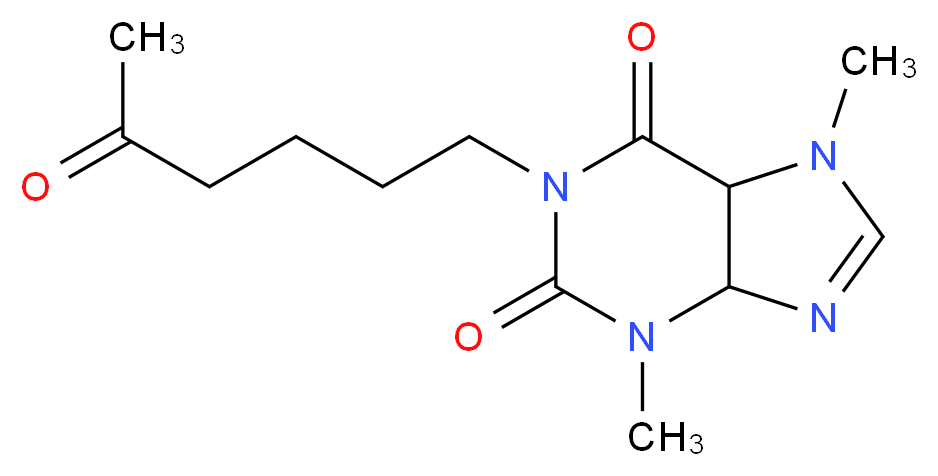 3,7-dimethyl-1-(5-oxohexyl)-2,3,4,5,6,7-hexahydro-1H-purine-2,6-dione_分子结构_CAS_6493-05-6