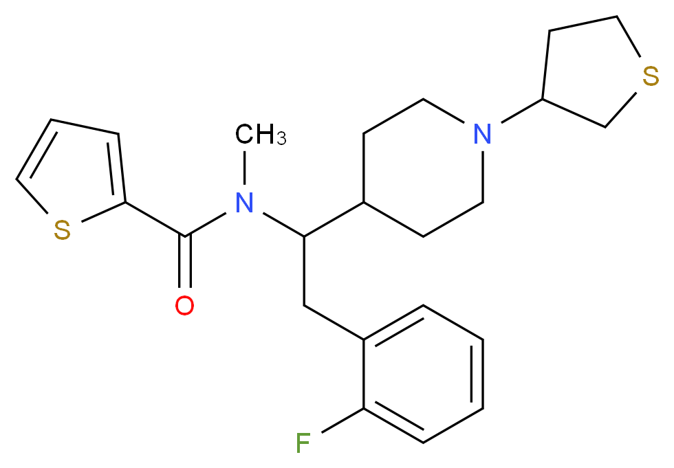N-{2-(2-fluorophenyl)-1-[1-(tetrahydro-3-thienyl)-4-piperidinyl]ethyl}-N-methyl-2-thiophenecarboxamide_分子结构_CAS_)