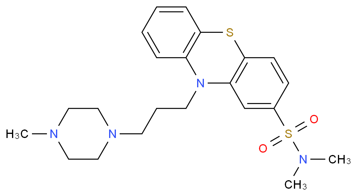 N,N-dimethyl-10-[3-(4-methylpiperazin-1-yl)propyl]-10H-phenothiazine-2-sulfonamide_分子结构_CAS_316-81-4