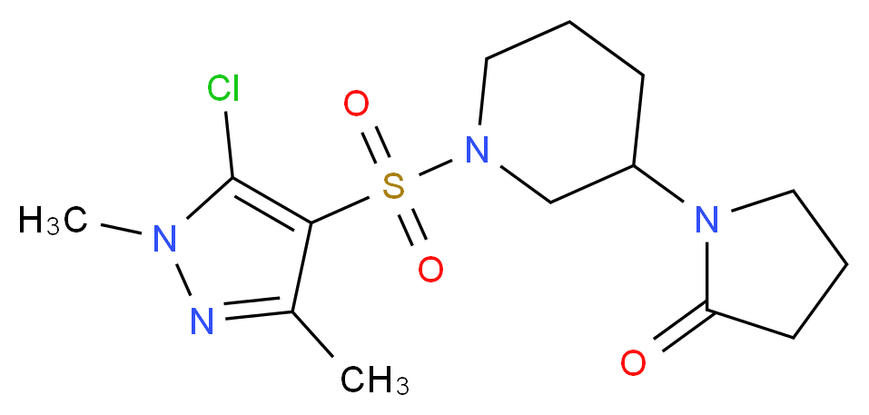 1-{1-[(5-chloro-1,3-dimethyl-1H-pyrazol-4-yl)sulfonyl]piperidin-3-yl}pyrrolidin-2-one_分子结构_CAS_)
