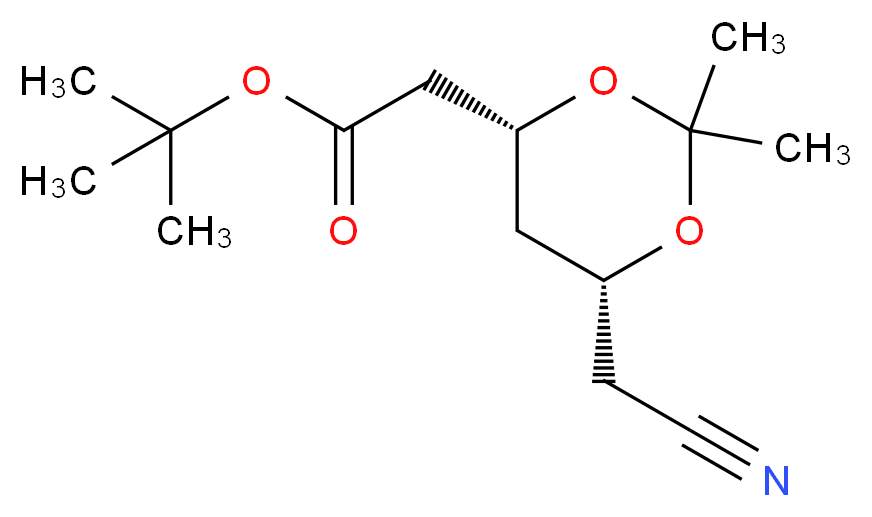 (4R-Cis)-1,1-Dimethylethyl-6-cyanomethyl-2,2-dimethyl-1,3-dioxane-4-acetate_分子结构_CAS_125971-94-0)