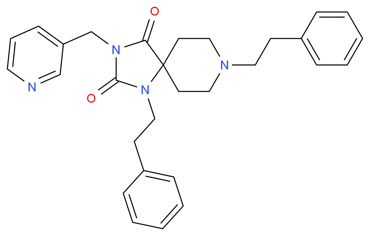 1,8-bis(2-phenylethyl)-3-(3-pyridinylmethyl)-1,3,8-triazaspiro[4.5]decane-2,4-dione_分子结构_CAS_)