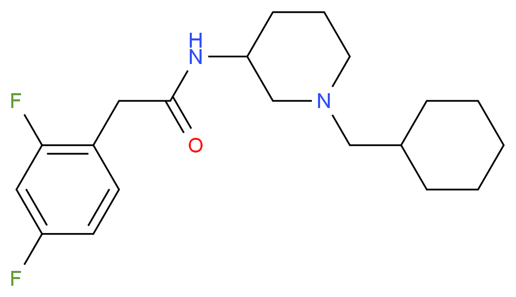 N-[1-(cyclohexylmethyl)-3-piperidinyl]-2-(2,4-difluorophenyl)acetamide_分子结构_CAS_)