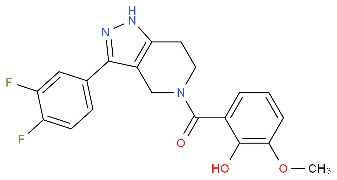 2-{[3-(3,4-difluorophenyl)-1,4,6,7-tetrahydro-5H-pyrazolo[4,3-c]pyridin-5-yl]carbonyl}-6-methoxyphenol_分子结构_CAS_)