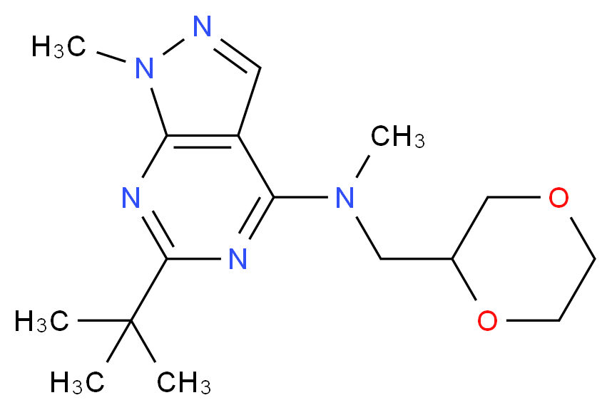 6-tert-butyl-N-(1,4-dioxan-2-ylmethyl)-N,1-dimethyl-1H-pyrazolo[3,4-d]pyrimidin-4-amine_分子结构_CAS_)