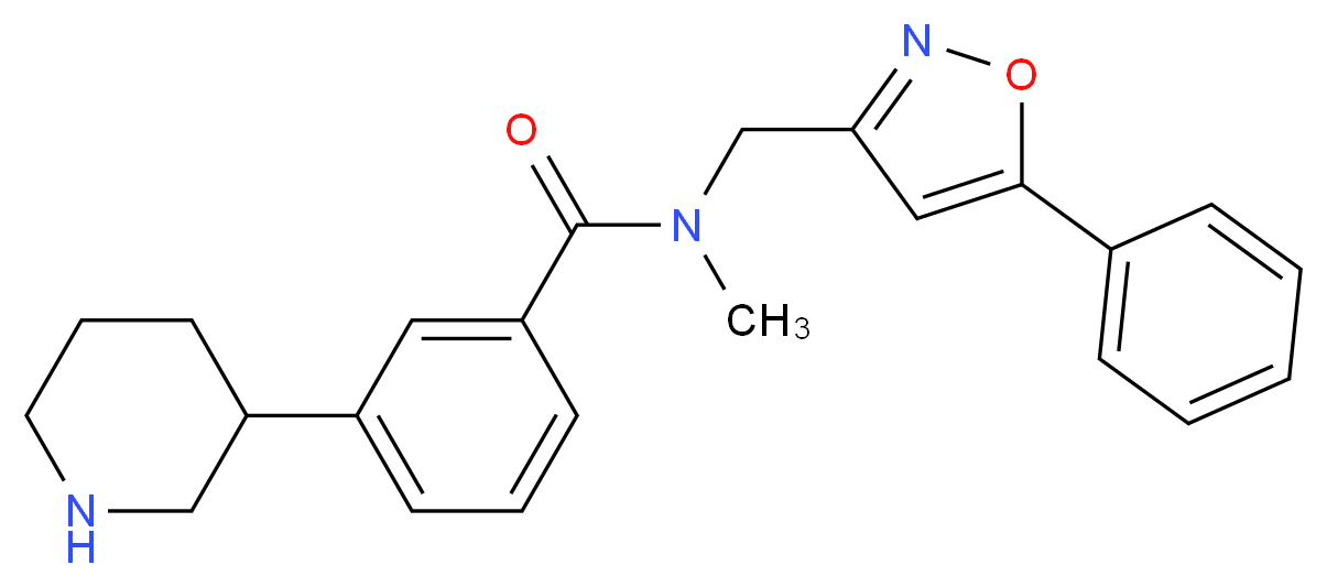 N-methyl-N-[(5-phenylisoxazol-3-yl)methyl]-3-piperidin-3-ylbenzamide_分子结构_CAS_)