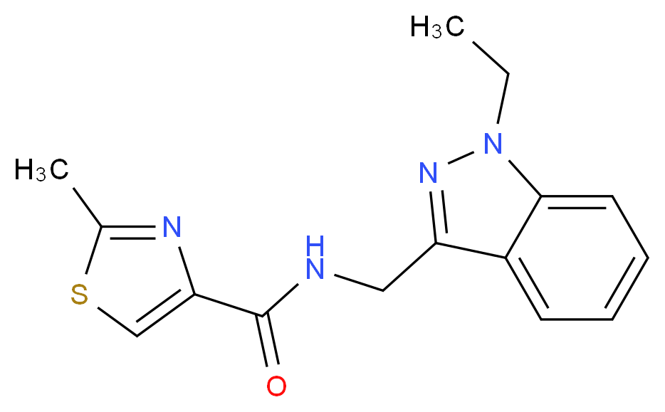 N-[(1-ethyl-1H-indazol-3-yl)methyl]-2-methyl-1,3-thiazole-4-carboxamide_分子结构_CAS_)