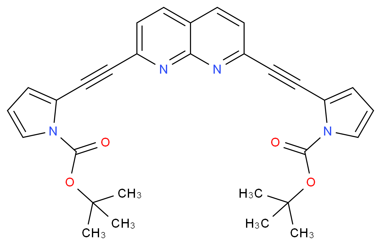 2,7-Bis-(1-tert-butoxycarbonylpyrrol-2-yl)ethynyl-1,8-naphthridine_分子结构_CAS_467435-77-4)