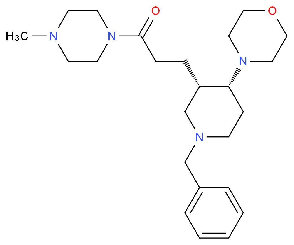 4-{(3S*,4R*)-1-benzyl-3-[3-(4-methyl-1-piperazinyl)-3-oxopropyl]-4-piperidinyl}morpholine_分子结构_CAS_)