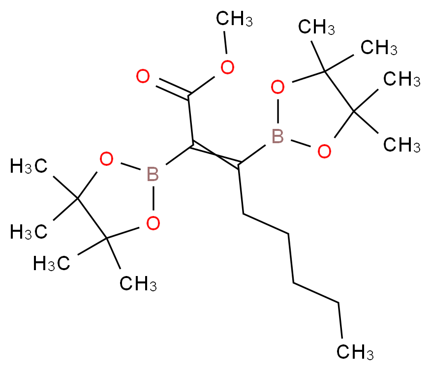 methyl 2,3-bis(tetramethyl-1,3,2-dioxaborolan-2-yl)oct-2-enoate_分子结构_CAS_312693-51-9