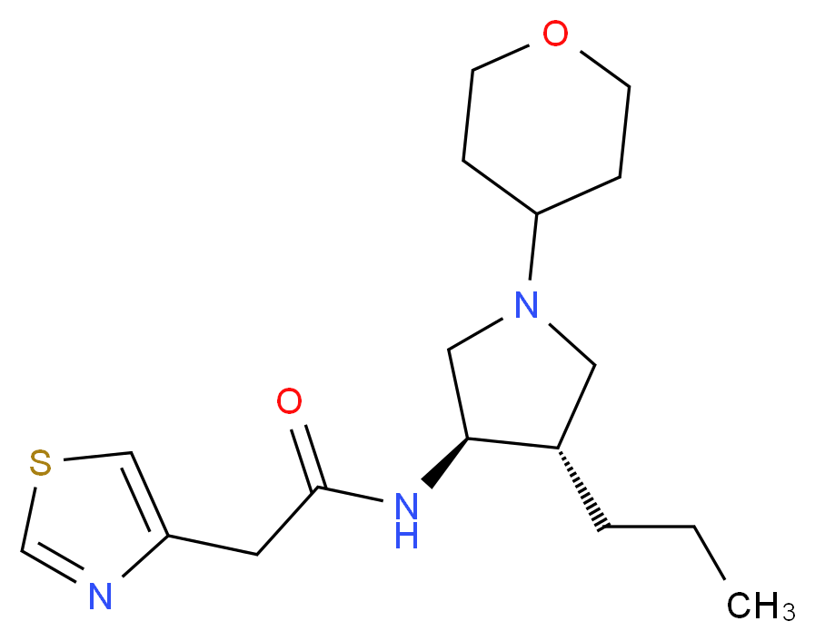 N-[(3R*,4S*)-4-propyl-1-(tetrahydro-2H-pyran-4-yl)-3-pyrrolidinyl]-2-(1,3-thiazol-4-yl)acetamide_分子结构_CAS_)