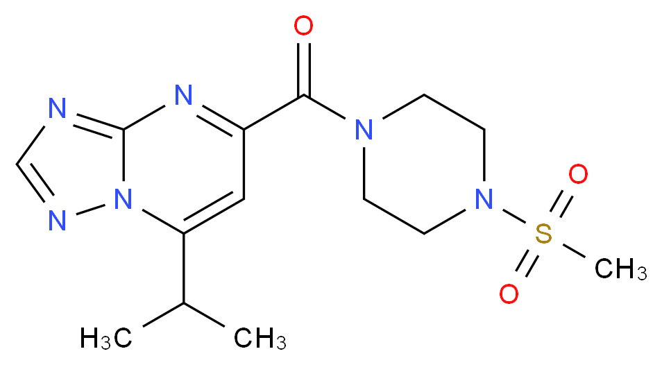 7-isopropyl-5-{[4-(methylsulfonyl)-1-piperazinyl]carbonyl}[1,2,4]triazolo[1,5-a]pyrimidine_分子结构_CAS_)