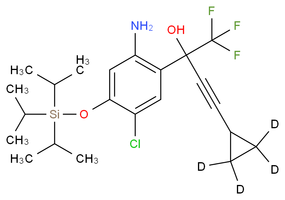 2-(2-amino-5-chloro-4-{[tris(propan-2-yl)silyl]oxy}phenyl)-4-[(2,2,3,3-<sup>2</sup>H<sub>4</sub>)cyclopropyl]-1,1,1-trifluorobut-3-yn-2-ol_分子结构_CAS_1216572-03-0