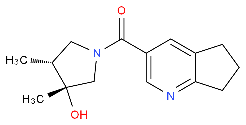 (3R*,4R*)-1-(6,7-dihydro-5H-cyclopenta[b]pyridin-3-ylcarbonyl)-3,4-dimethyl-3-pyrrolidinol_分子结构_CAS_)