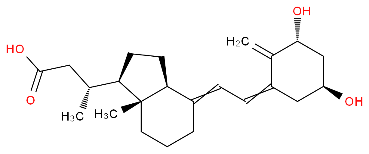 (3R)-3-[(1R,3aS,7aR)-4-{2-[(3R,5S)-3,5-dihydroxy-2-methylidenecyclohexylidene]ethylidene}-7a-methyl-octahydro-1H-inden-1-yl]butanoic acid_分子结构_CAS_71204-89-2