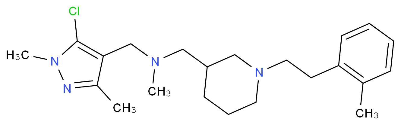 1-(5-chloro-1,3-dimethyl-1H-pyrazol-4-yl)-N-methyl-N-({1-[2-(2-methylphenyl)ethyl]-3-piperidinyl}methyl)methanamine_分子结构_CAS_)