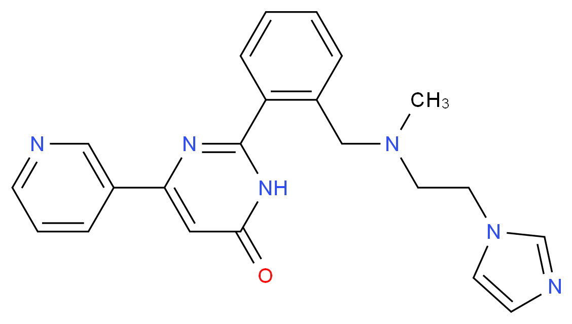 2-(2-{[[2-(1H-imidazol-1-yl)ethyl](methyl)amino]methyl}phenyl)-6-pyridin-3-ylpyrimidin-4(3H)-one_分子结构_CAS_)