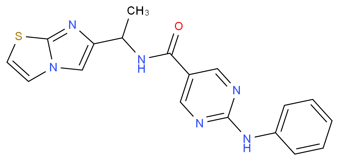 2-anilino-N-(1-imidazo[2,1-b][1,3]thiazol-6-ylethyl)-5-pyrimidinecarboxamide_分子结构_CAS_)