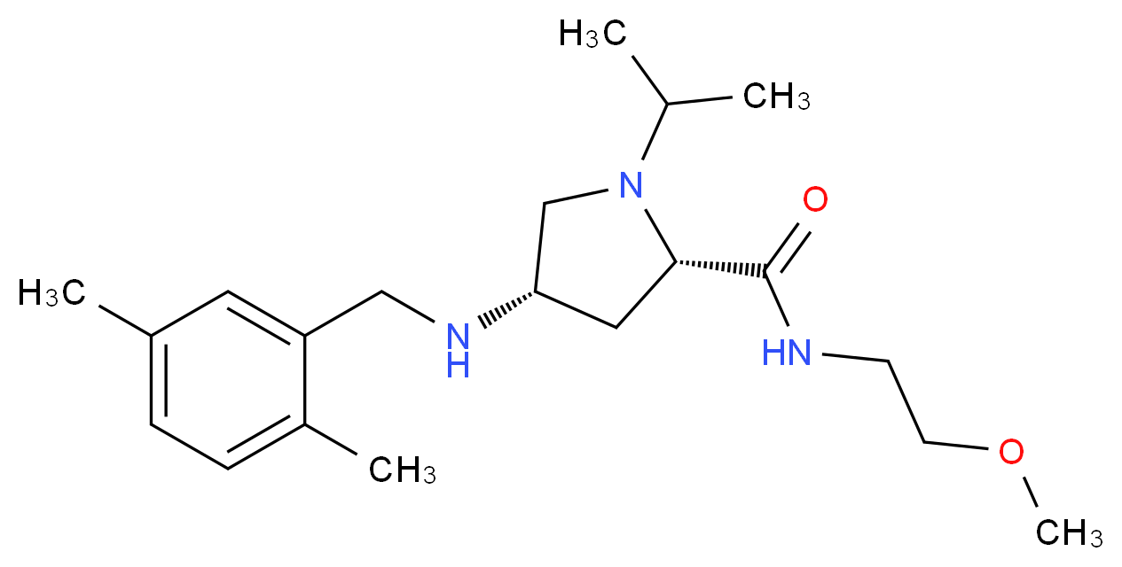 (4S)-4-[(2,5-dimethylbenzyl)amino]-1-isopropyl-N-(2-methoxyethyl)-L-prolinamide_分子结构_CAS_)