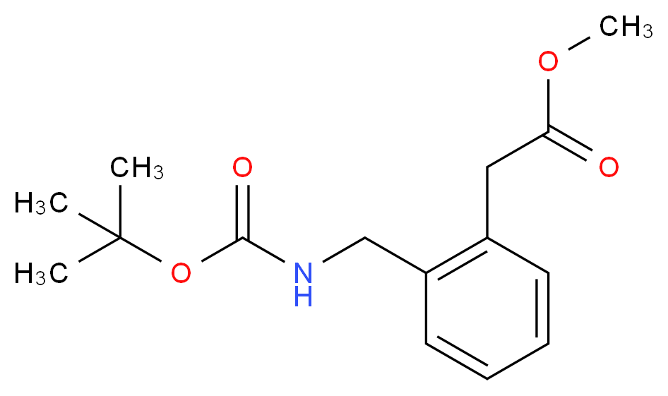 METHYL 2-(2-((TERT-BUTOXYCARBONYLAMINO)METHYL)PHENYL)ACETATE_分子结构_CAS_147410-31-9)