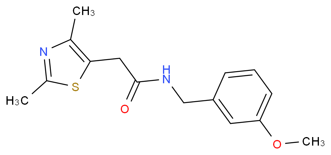 2-(2,4-dimethyl-1,3-thiazol-5-yl)-N-(3-methoxybenzyl)acetamide_分子结构_CAS_)