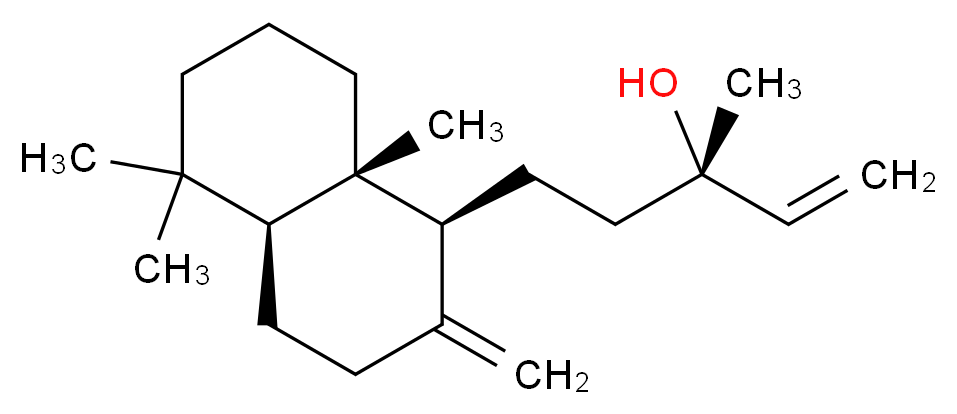 (3S)-5-[(1S,4aS,8aS)-5,5,8a-trimethyl-2-methylidene-decahydronaphthalen-1-yl]-3-methylpent-1-en-3-ol_分子结构_CAS_1438-62-6