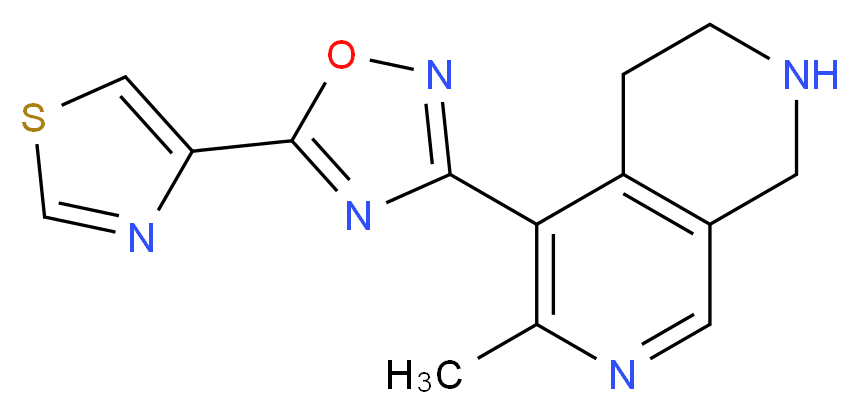 6-methyl-5-[5-(1,3-thiazol-4-yl)-1,2,4-oxadiazol-3-yl]-1,2,3,4-tetrahydro-2,7-naphthyridine_分子结构_CAS_)