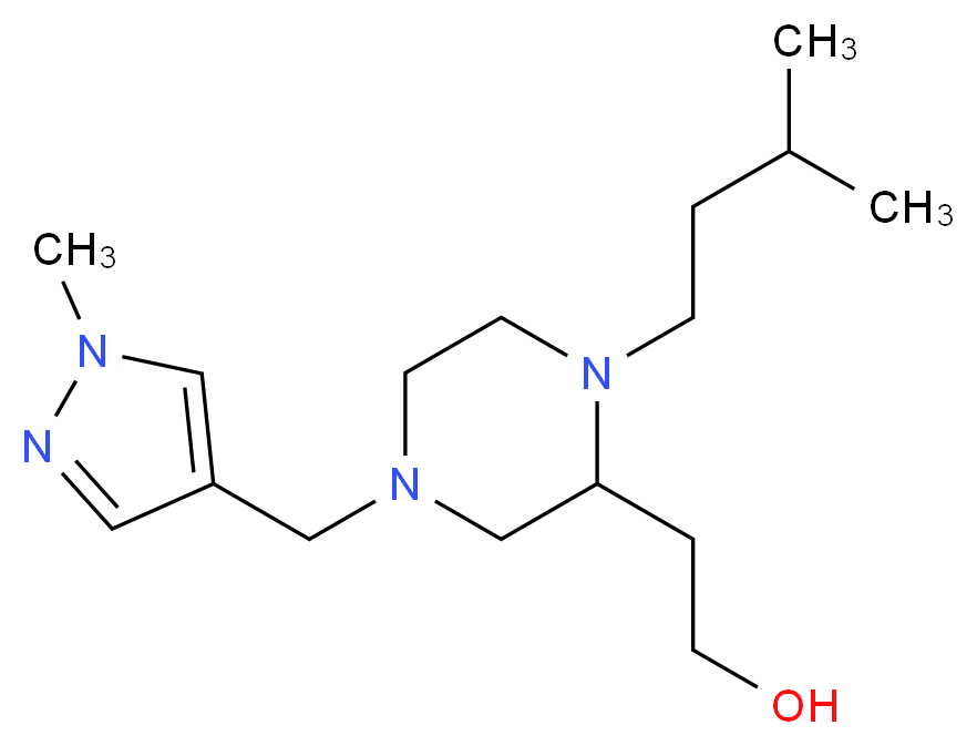 2-{1-(3-methylbutyl)-4-[(1-methyl-1H-pyrazol-4-yl)methyl]-2-piperazinyl}ethanol_分子结构_CAS_)