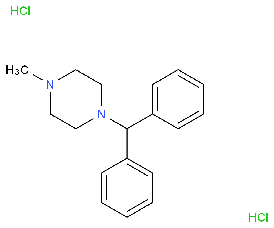 1-(diphenylmethyl)-4-methylpiperazine dihydrochloride_分子结构_CAS_5897-18-7