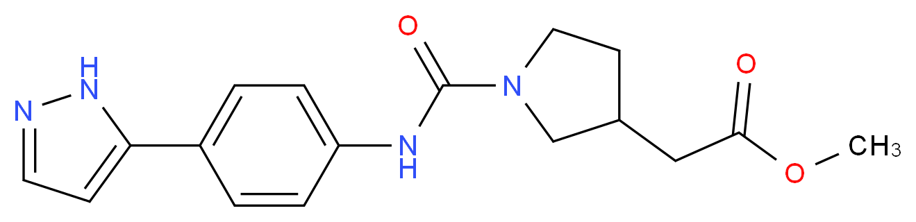 methyl [1-({[4-(1H-pyrazol-5-yl)phenyl]amino}carbonyl)pyrrolidin-3-yl]acetate_分子结构_CAS_)