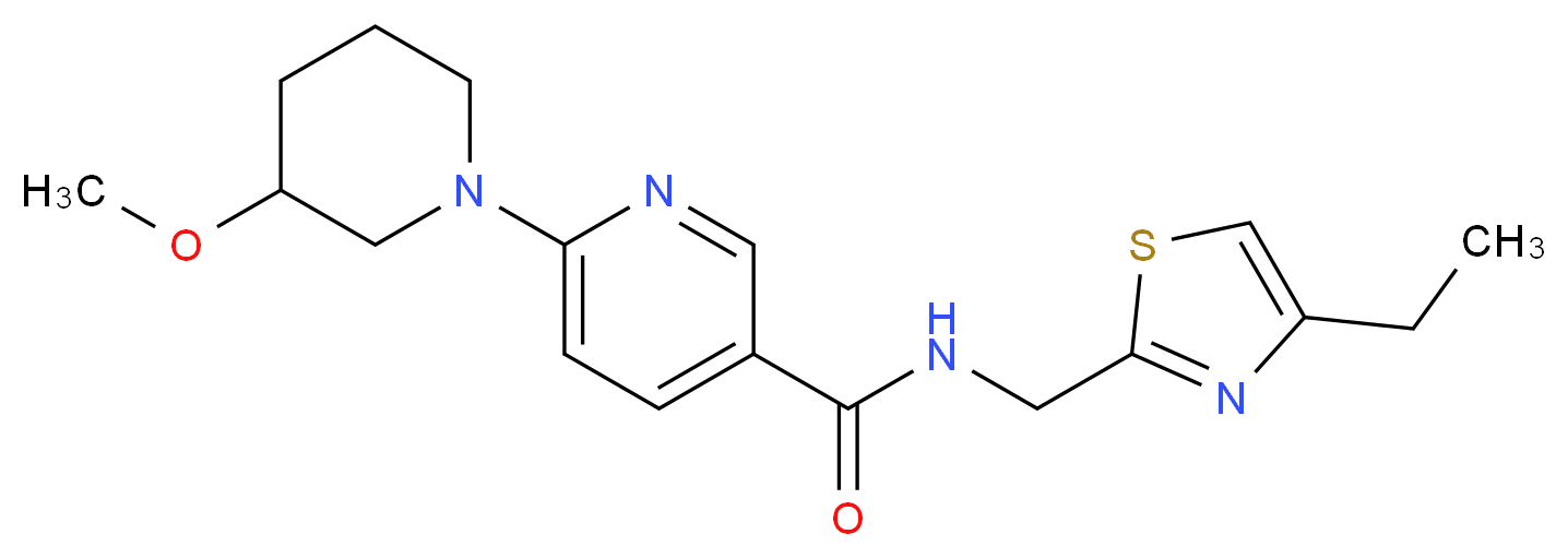 N-[(4-ethyl-1,3-thiazol-2-yl)methyl]-6-(3-methoxy-1-piperidinyl)nicotinamide_分子结构_CAS_)