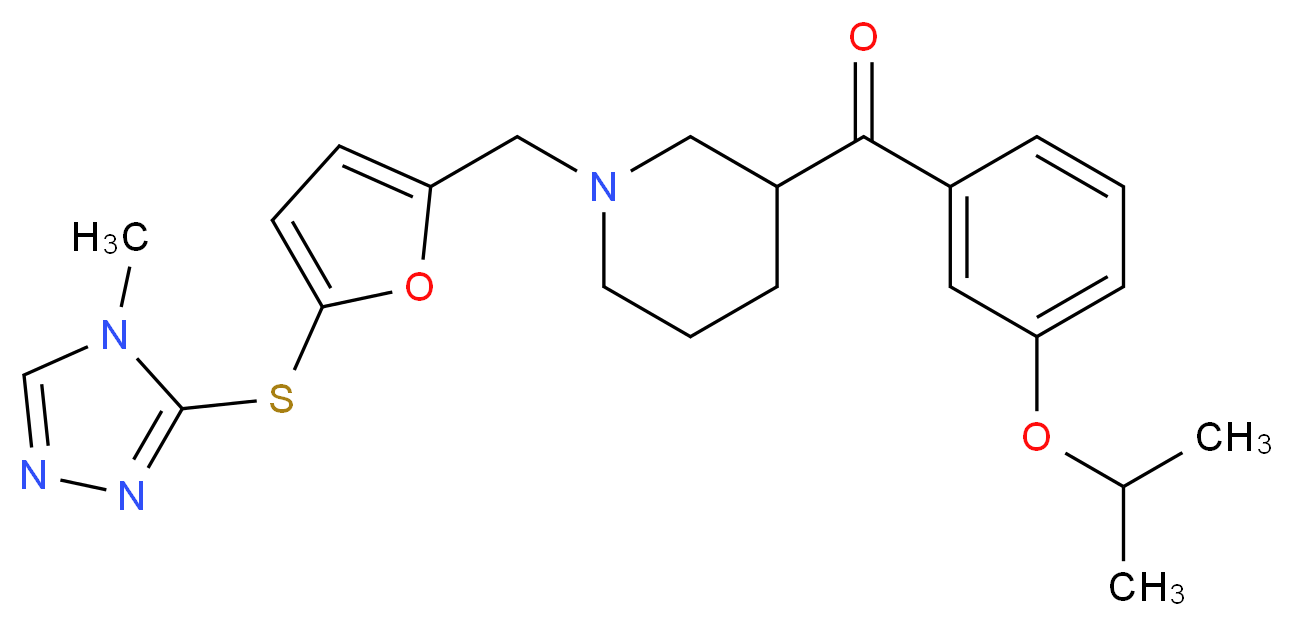 (3-isopropoxyphenyl)[1-({5-[(4-methyl-4H-1,2,4-triazol-3-yl)thio]-2-furyl}methyl)-3-piperidinyl]methanone_分子结构_CAS_)