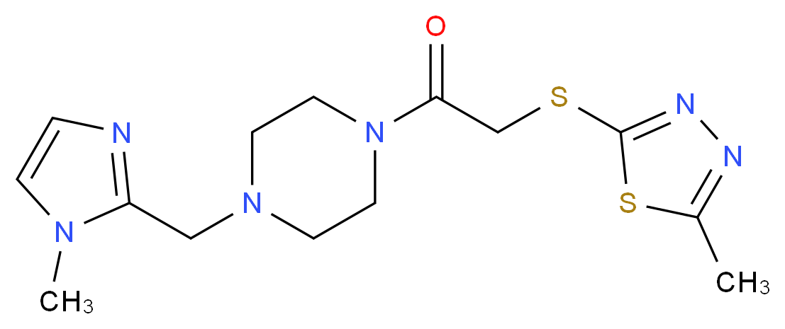 1-[(1-methyl-1H-imidazol-2-yl)methyl]-4-{[(5-methyl-1,3,4-thiadiazol-2-yl)thio]acetyl}piperazine_分子结构_CAS_)