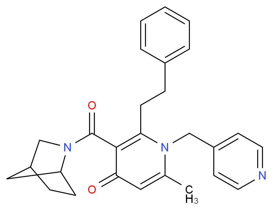 3-(2-azabicyclo[2.2.1]hept-2-ylcarbonyl)-6-methyl-2-(2-phenylethyl)-1-(4-pyridinylmethyl)-4(1H)-pyridinone_分子结构_CAS_)