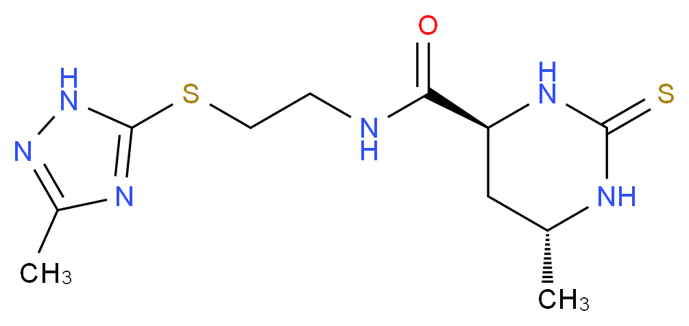 (4S*,6R*)-6-methyl-N-{2-[(3-methyl-1H-1,2,4-triazol-5-yl)thio]ethyl}-2-thioxohexahydropyrimidine-4-carboxamide_分子结构_CAS_)