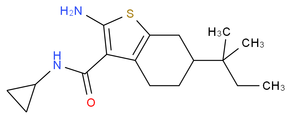 2-Amino-N-cyclopropyl-6-(1,1-dimethylpropyl)-4,5,6,7-tetrahydro-1-benzothiophene-3-carboxamide_分子结构_CAS_)