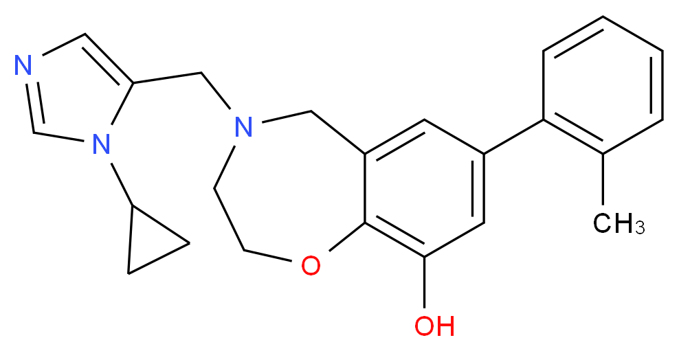4-[(1-cyclopropyl-1H-imidazol-5-yl)methyl]-7-(2-methylphenyl)-2,3,4,5-tetrahydro-1,4-benzoxazepin-9-ol_分子结构_CAS_)