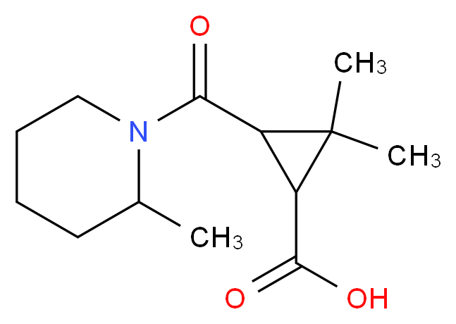 2,2-Dimethyl-3-[(2-methylpiperidin-1-yl)carbonyl]-cyclopropanecarboxylic acid_分子结构_CAS_)