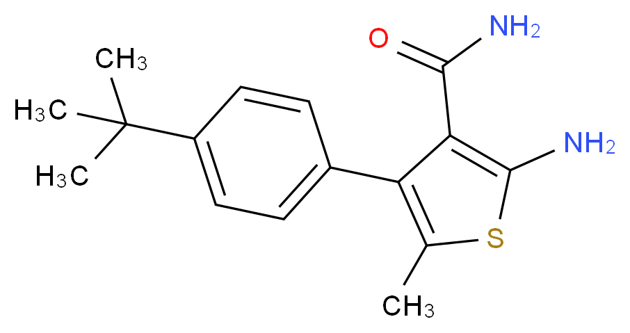 2-Amino-4-(4-tert-butylphenyl)-5-methylthiophene-3-carboxamide_分子结构_CAS_861451-49-2)